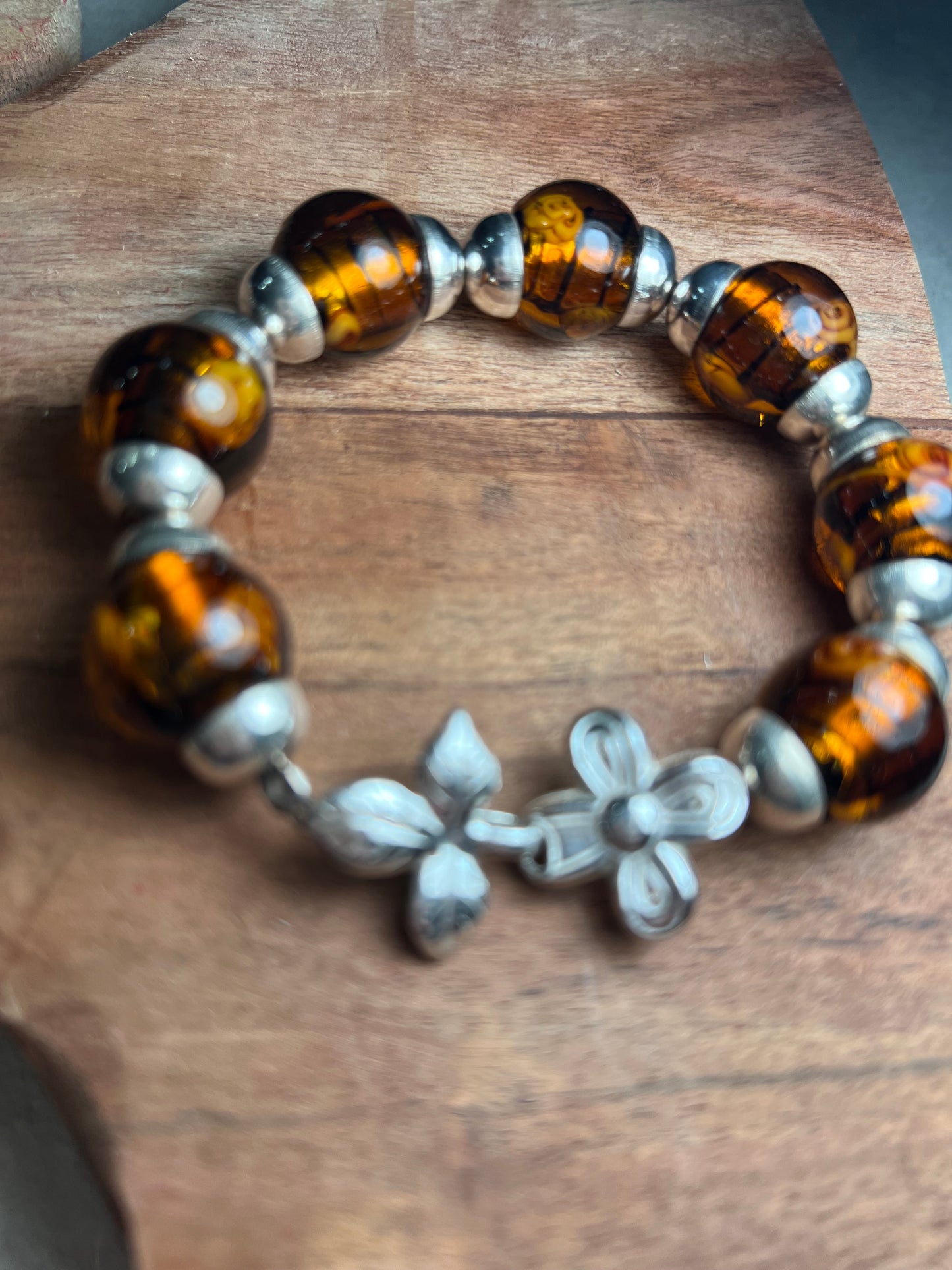 Murano Glass w/Sterling Silver Bracelete