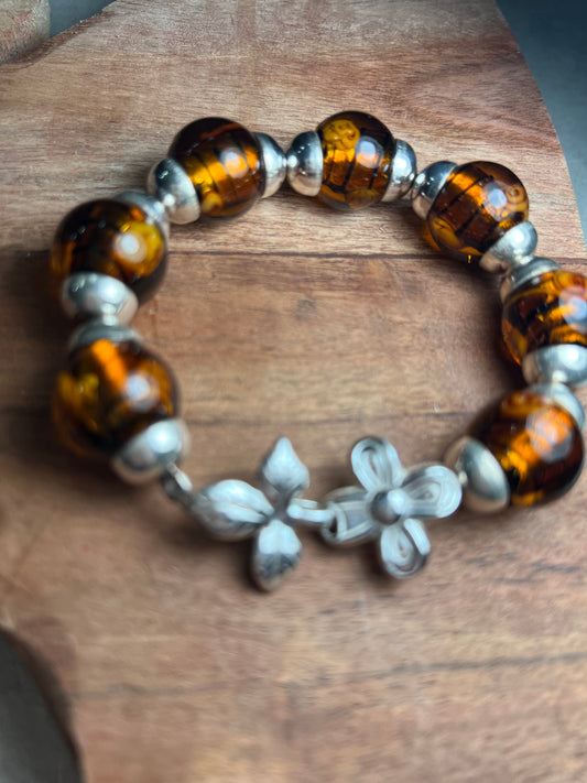 Murano Glass w/Sterling Silver Bracelete