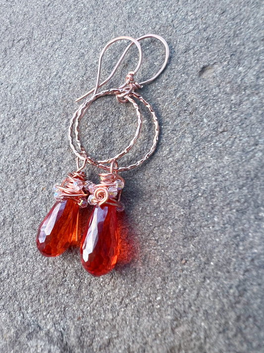 Mexican Fire Swarovski Tear Drop Faceted