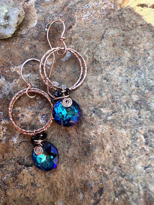 Dangling blue sea earrings