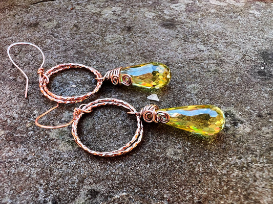 Teardrop Lemon Swarovski crystal earrings